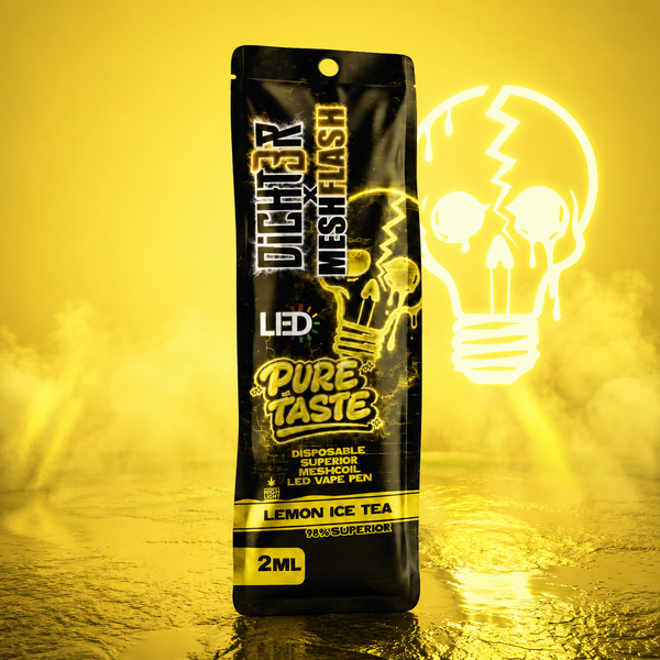 DICHT3R x MESHFLASH Lemon Ice Tea: 2 ml Einweg-Vape im Skull-Design